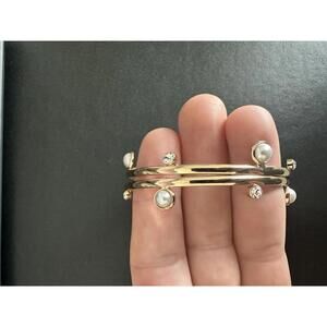 Gold-Tone 2-Pc. Set Imitation Pearl & Crystal Stacking Bracelets